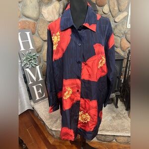 Moda Siegel- Silk Blouse in Red and Blue Tunic Style